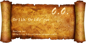 Orlik Oriána névjegykártya